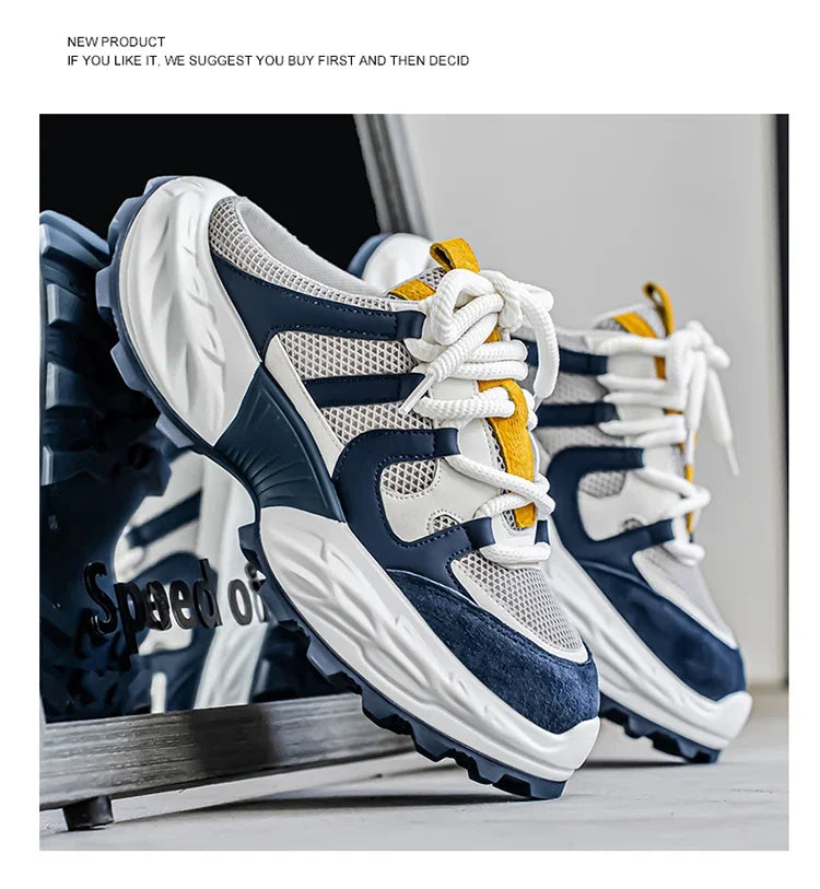 Sneakers for Men Fashion Green Half Breathable Summer Chunky Shoes Men Streetwear Platform Sneakers Man Sports Casual Shoes 2025