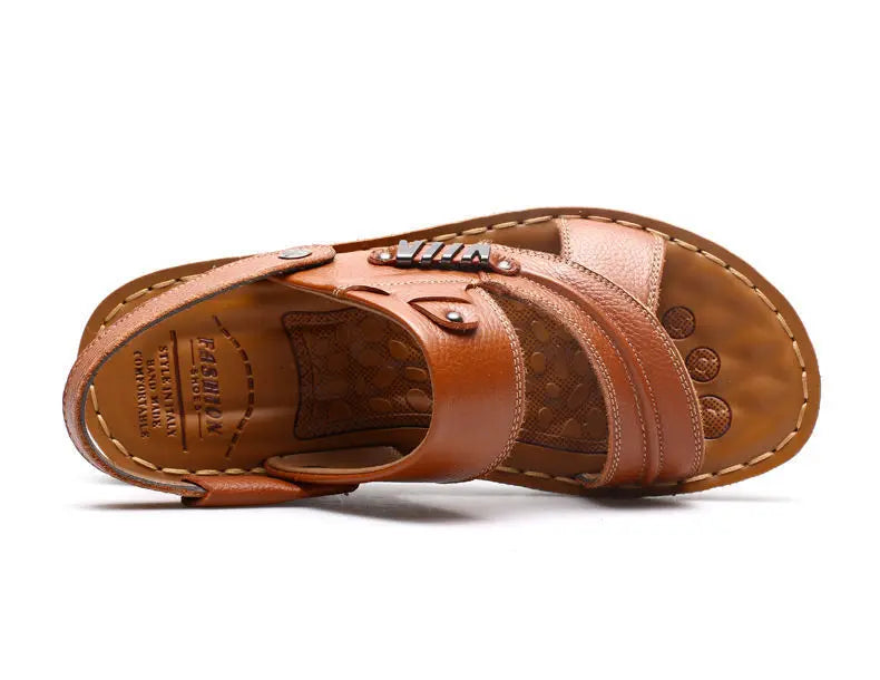 Men's Sandals Fashion Casual Leather Sandals Outdoor Non Slip Trekking Sandalias Summer New Beach Shoes for Man Designer Slipper