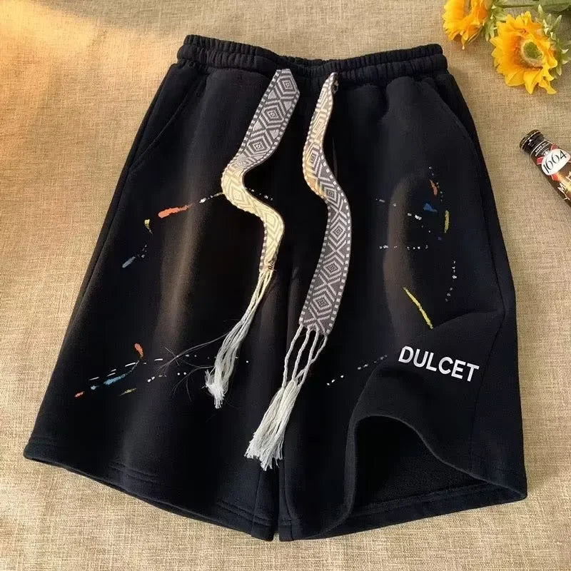 Men Shorts Casual Short Pants Oversize Size Beach Shorts Fashion Fun Letters Print Sports Shorts Five Points Shorts Drawstring