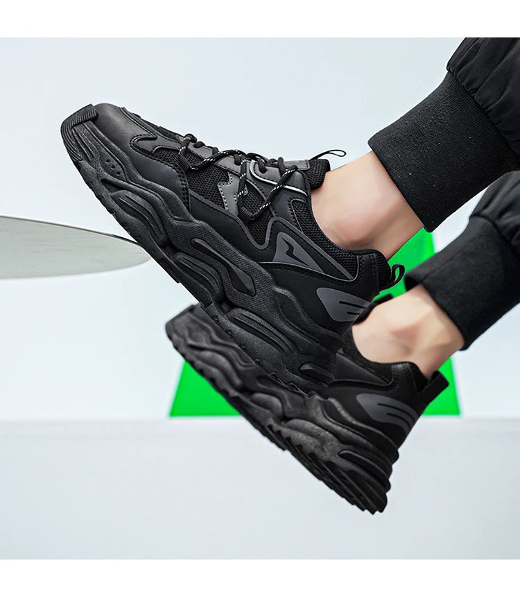 Men Sneakers 2025 Autumn New Mesh Breathable Running Sport Shoes Light Soft Thick Sole Hole Man Casual Shoes Athletic Sneakers