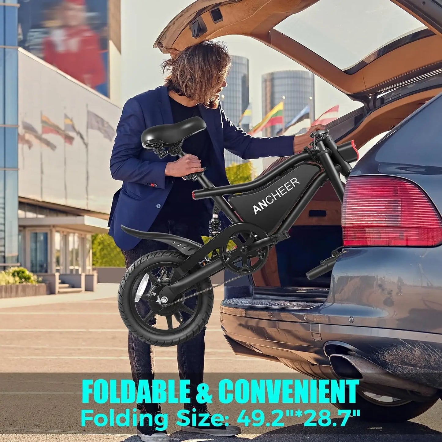 Folding Electric Bike for Adults, 374Wh Ebike, 20MPH Electric Bikes, 14" Foldable Electric Bicycle, 20-50 Miles, Customized