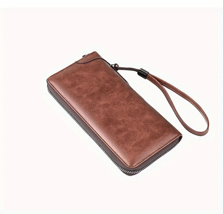 Men's Long Zipper Wallet High Quality Pu Leather Wallet For Men RFID Blocking Business Clutch Bag Credit Card Holder Purse Man