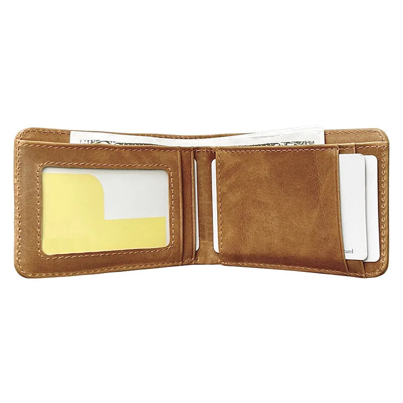 Durable Real Leather Wallets for Men Short Retro Rfid Small Purse Card Holder Simple Bifold Wallet Multiple Colors
