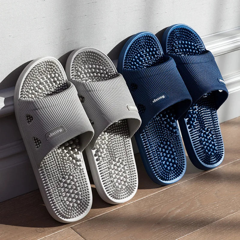 Women Men Foot Massage Slippers Indoor Bathroom Non-slip Soft Slides Comfort Flats Couples Home Relief Feet Health Care Shoes