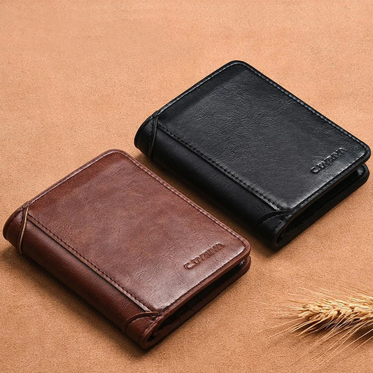 Men's wallet, wallet, integrated card bag, multifunctional vertical three fold leather wallet