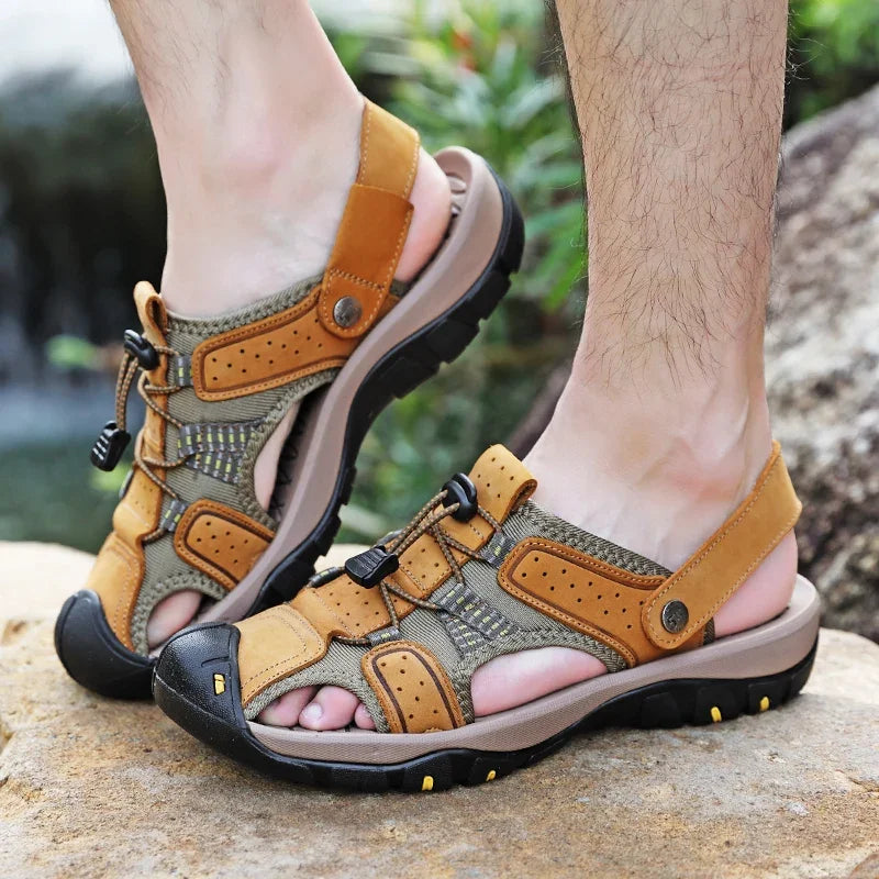 Genuine Leather Men Shoes 2023 Summer New Men's Beach Sandals Classic Men Outdoor Casual Sandals Slippers Plus Size 38-47