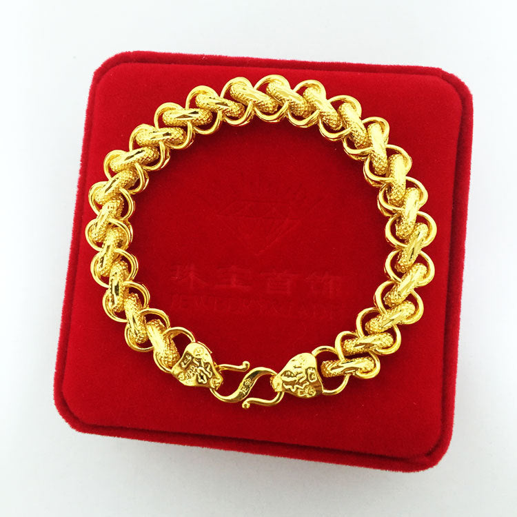 Real Gold color Chain Bracelet for men Pure Adjustable Fried Dough Twists Chain for Women Fine Jewelry Gifts