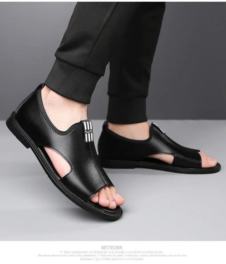 Brand Men's Sandals New Casual Shoes High Quality Soft Sole Men Slippers Outdoor Comfor Beach Shoes Leather Flat Sandals for Men