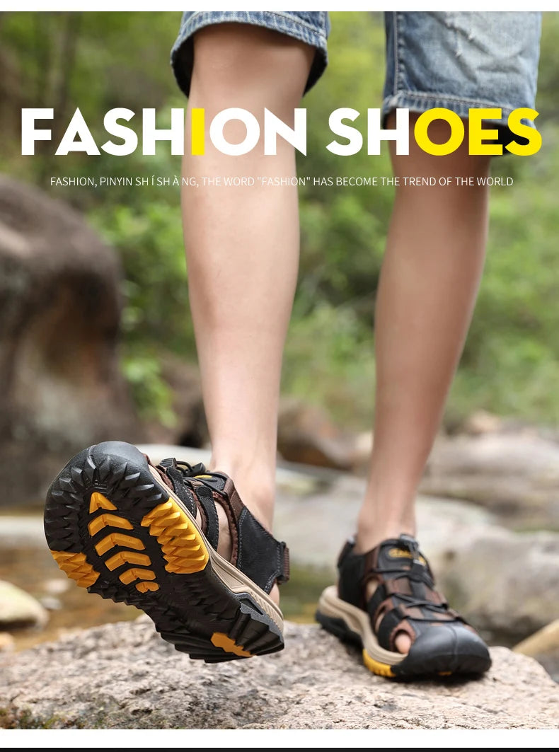 Summer Men Sandals Genuine Leather Mens Casual Shoes Outdoor Men Leather Sandals for Men Beach Shoes Roman mens Shoes