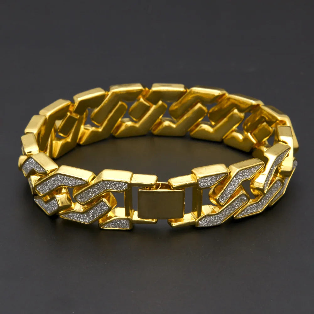 Luxury 24K 9999 Pure Gold real gold Bracelet Male Personalized Geometric Bracelet