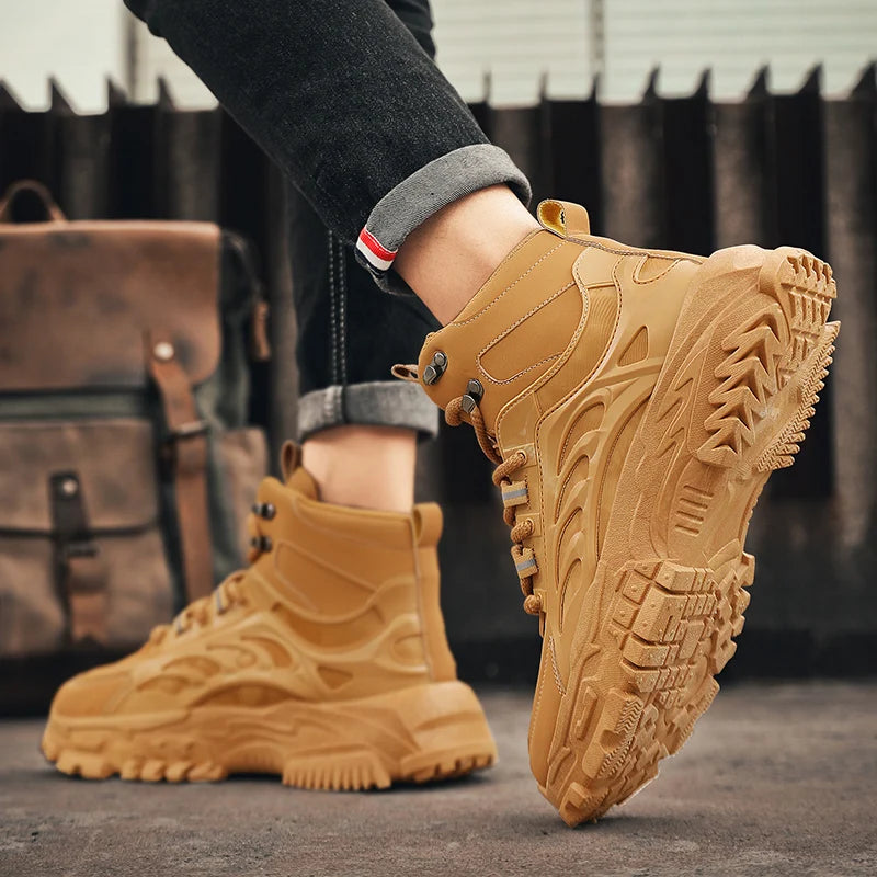 Men's Boots Outdoor Waterproof Men Ankle Boots Men Platform Work Safty Shoes for Men Casual Hiking Shoes Breathable Men Sneakers