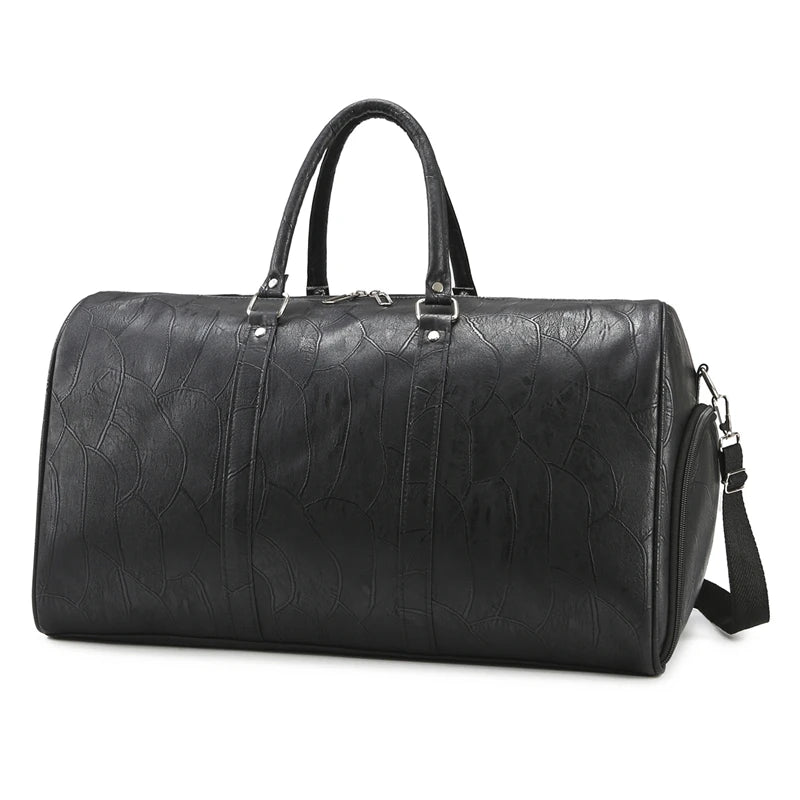 Soft Leather Travel Bag Large Capacity Fashion Weekend Bag Handle Bag Lightweight Sports Gym Bag With Separate Shoe Compartment