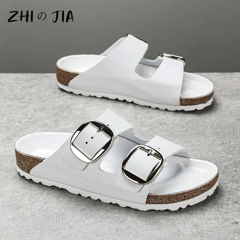 Couple's New Genuine Leather Slippers Summer Men's and Women's Water Beach Shoes Casual Sports Sandals Non slip Breathable Shoes