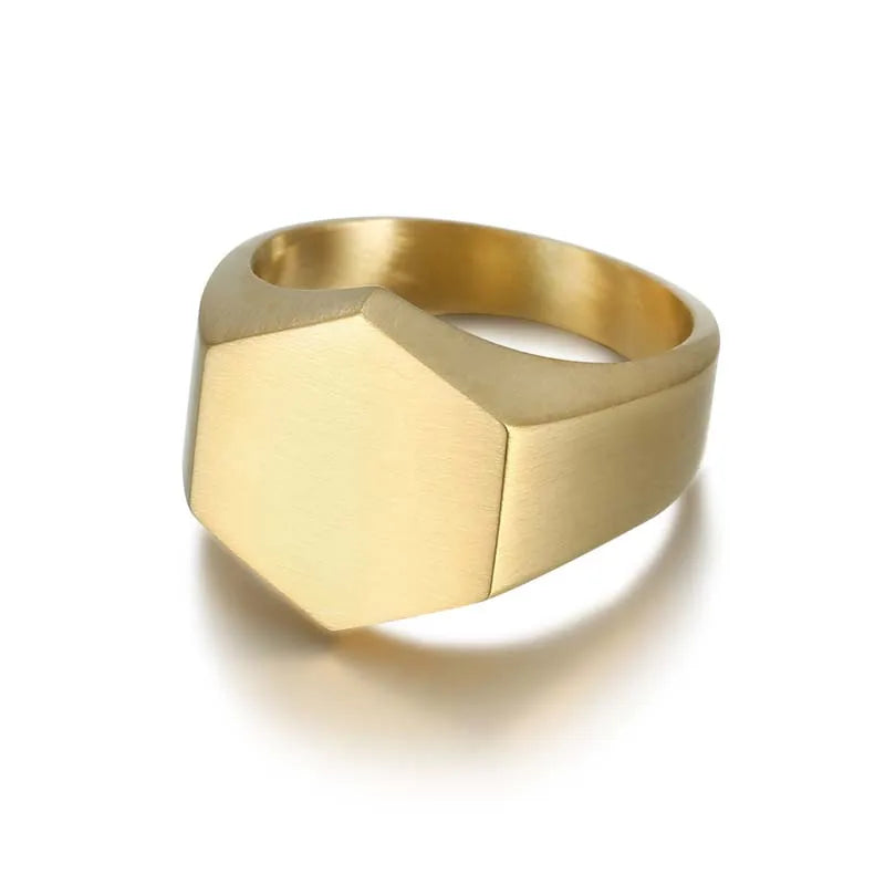 Jiayiqi Men's Ring Punk Rock Smooth 316L Stainless Steel Signet Ring For Men Hip Hop Party Jewelry Wholesale Male Wedding Anel