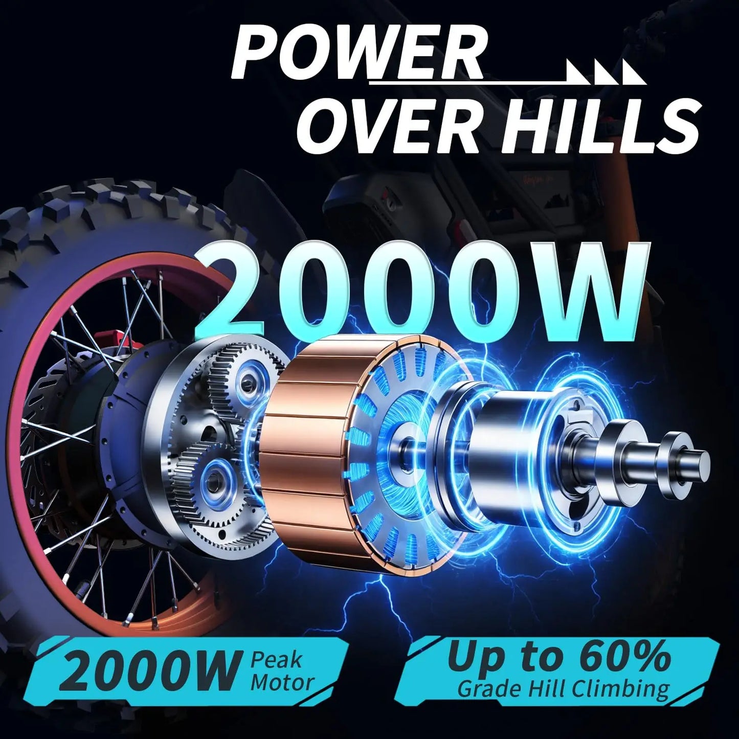 3000W Electric Dirt Bike 50MPH 25in Fat Tire Dual Removable 60V Battery All-Terrain Off-Road Snow Sand Adult Teen Custom
