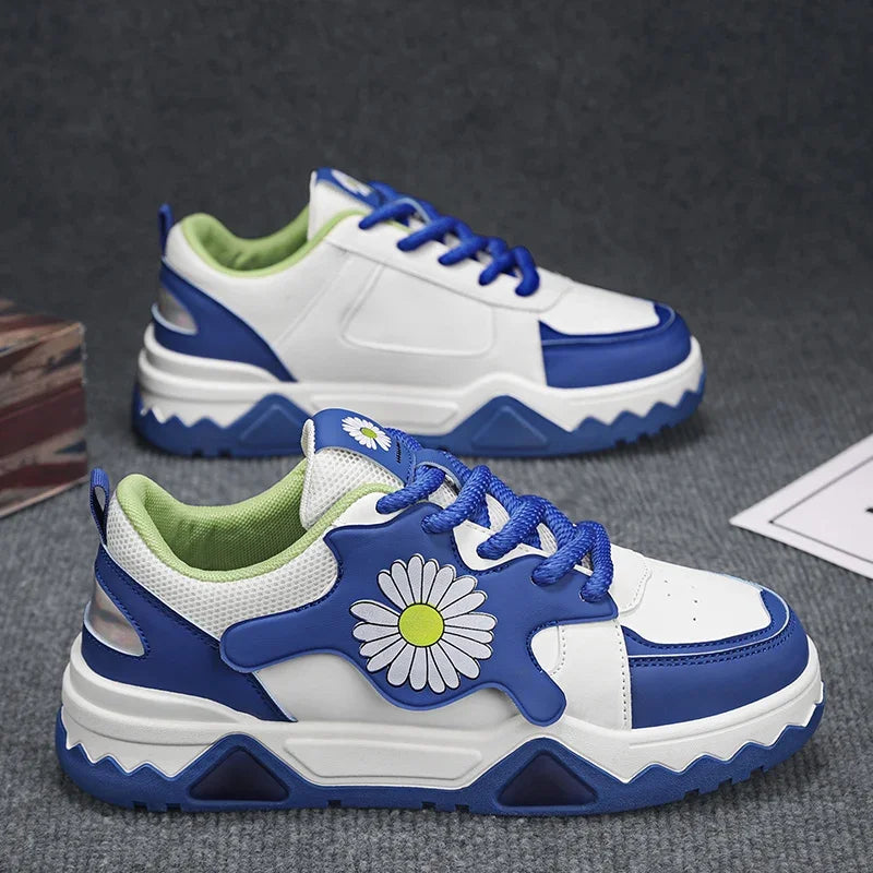 Sneakers Men Trendy Mixed Color Lace-up Thick-soled Casual Shoes Non-slip Shoe Round Toe Men Board Shoes Zapatillas Hombre