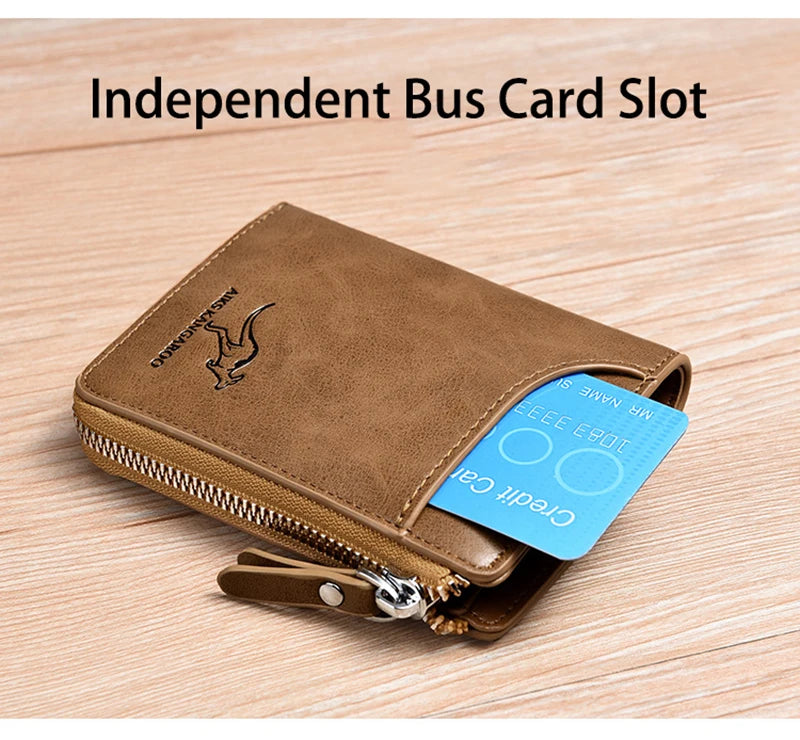 Men's Wallet PU Leather Business Card Holder Zipper Purse for Men RFID Protection Purses Luxury Designer Money Bag Male Gift