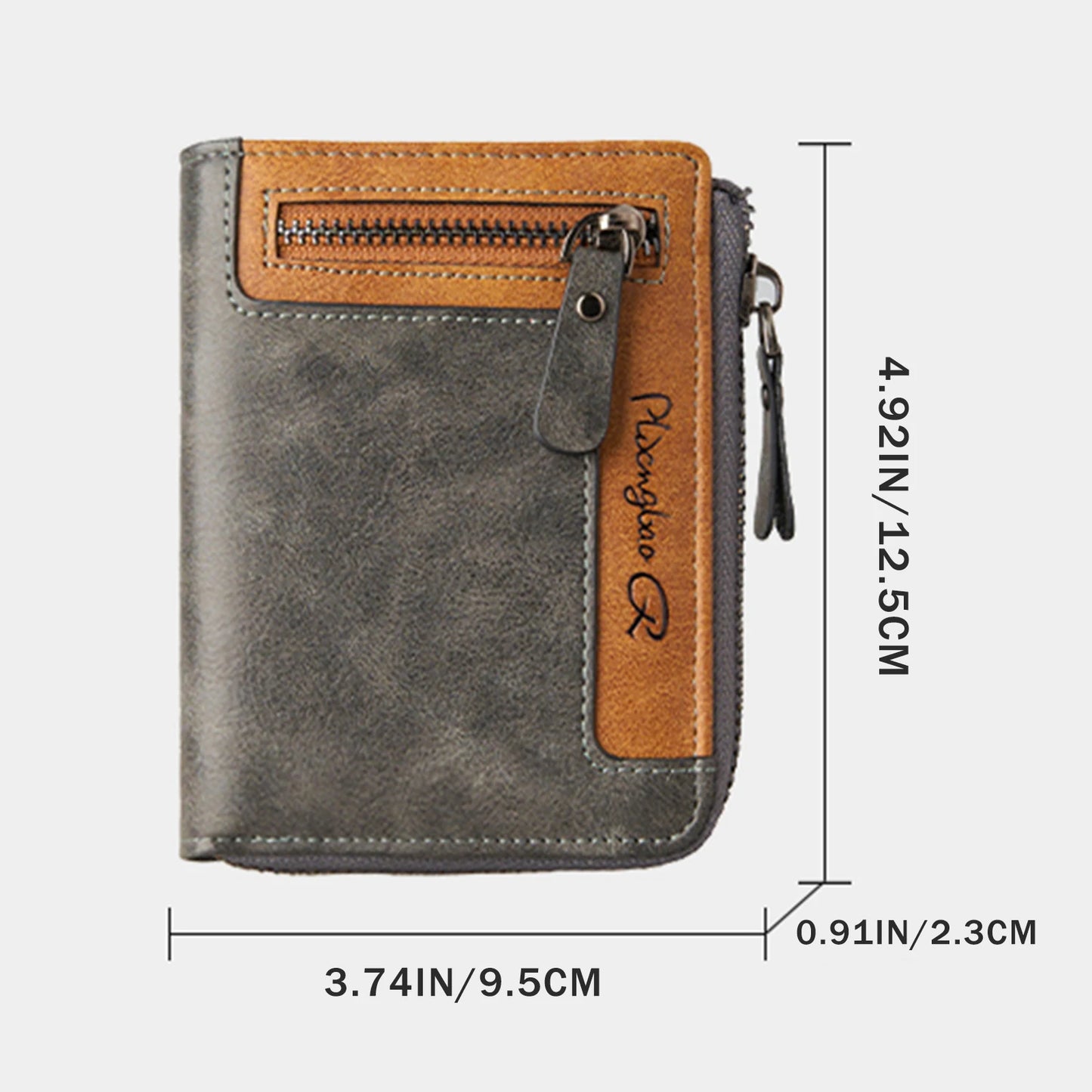 Trendy Wallet Men's PU Leather Male Short Zipper Simple Card Holder Soft Leather Money Clip Retro Coin Purse Gifts for Students