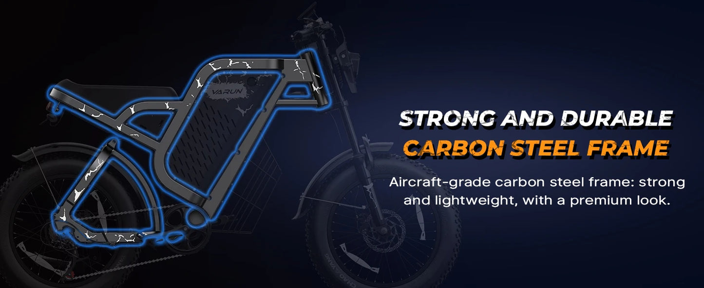 Varun X-Plorer Rapto Adult Dirt Electric Bike, 1000W Peak Power, 48V 20.8Ah, 20" Fat Tire, 28MPH, Ebike UL 2849, 1 Year Warranty