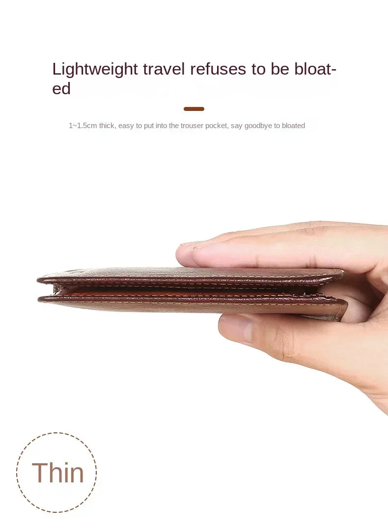 Men Wallet Genuine Leather Rfid Blocking Trifold Wallet Vintage Thin Short Multi Function ID Credit Card Holder Male Purse Money