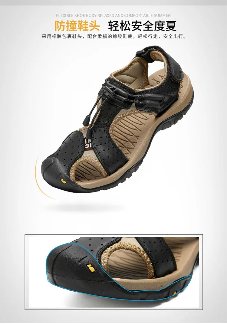 Summer Hiking Sandals for Men Quick Dry Outdoor Trail Walking Closed Toe Water Sandals Casual Lightweight Summer Beach Shoes