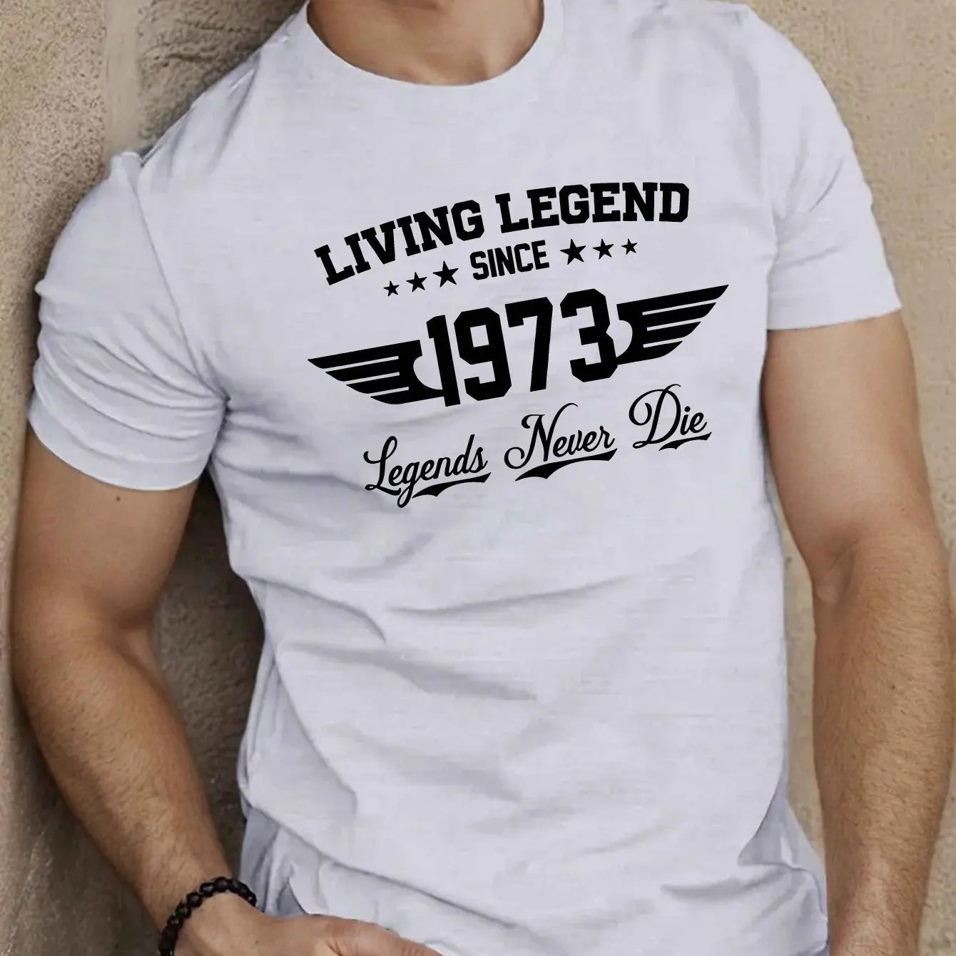 Summer men's 100 cotton casual loose plus size SINCE 1973 pattern printed sports comfortable round neck short sleeved T-shirt