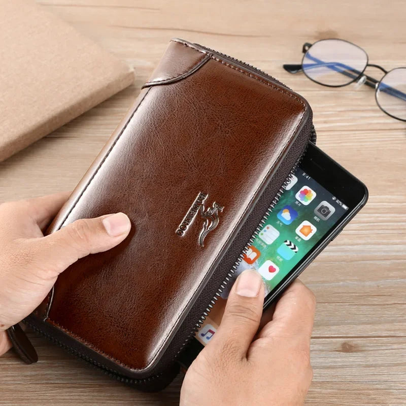 High Quality Pu Leather Wallet Men's Long Zipper Wallet for Men RFID Blocking Business Clutch Bag Credit Card Holder Man Purse