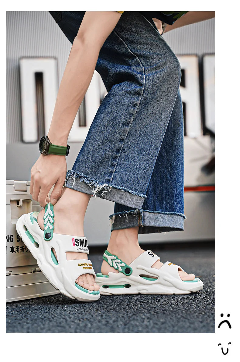 Fashion Men's Slide Slippers 5CM Platform EVA Beach Shoes Men Comfortable Outdoor Cloud Slippers For Men Summer Pantuflas Hombre