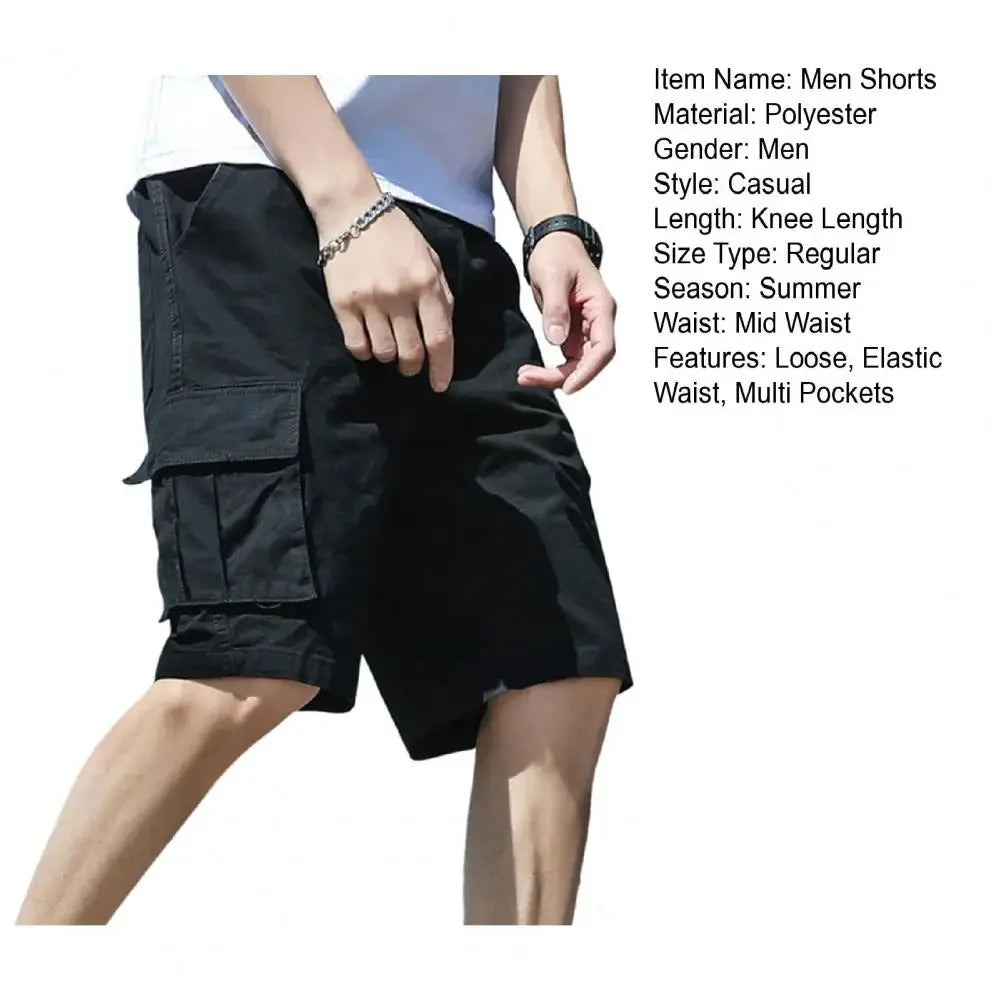 Men Shorts Men's Cargo Shorts with Multiple Pockets Elastic Waist Breathable Fabric for Summer Sports Streetwear Men Cargo