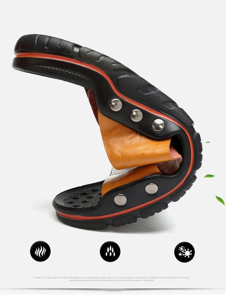 Summer Slippers New Men Sandals Soft Outdoor Slides High Quality Genuine Leather Comfortable Beach Sandals Outdoor Men Shoes