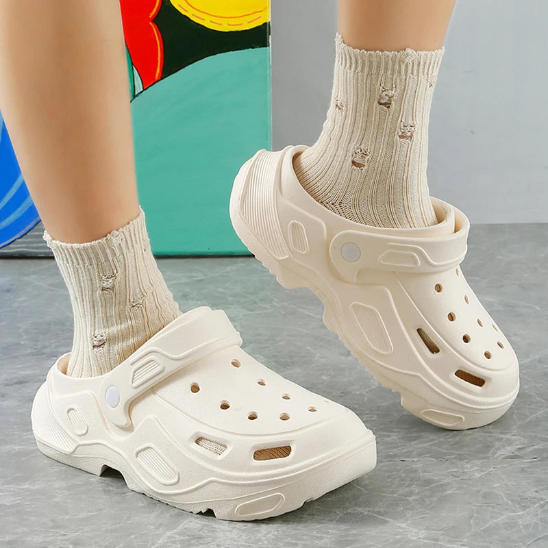Summer Comfortable Soft Heightening Sandals For Men Platform High-heeled Outdoor Non-slip Waterproof Sandals For Women Clogs