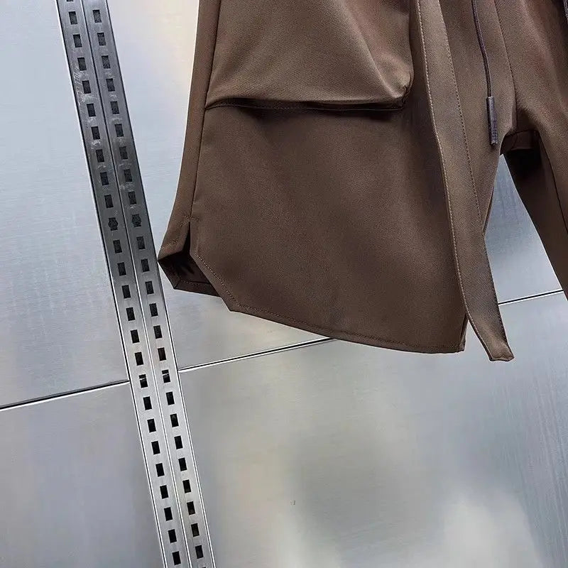 Summer New Shorts Men Thin Casual Loose Tooling Five-point Pants Solid Pocket Pantalones Cortos Hombre Elastic Waist Sweatpants