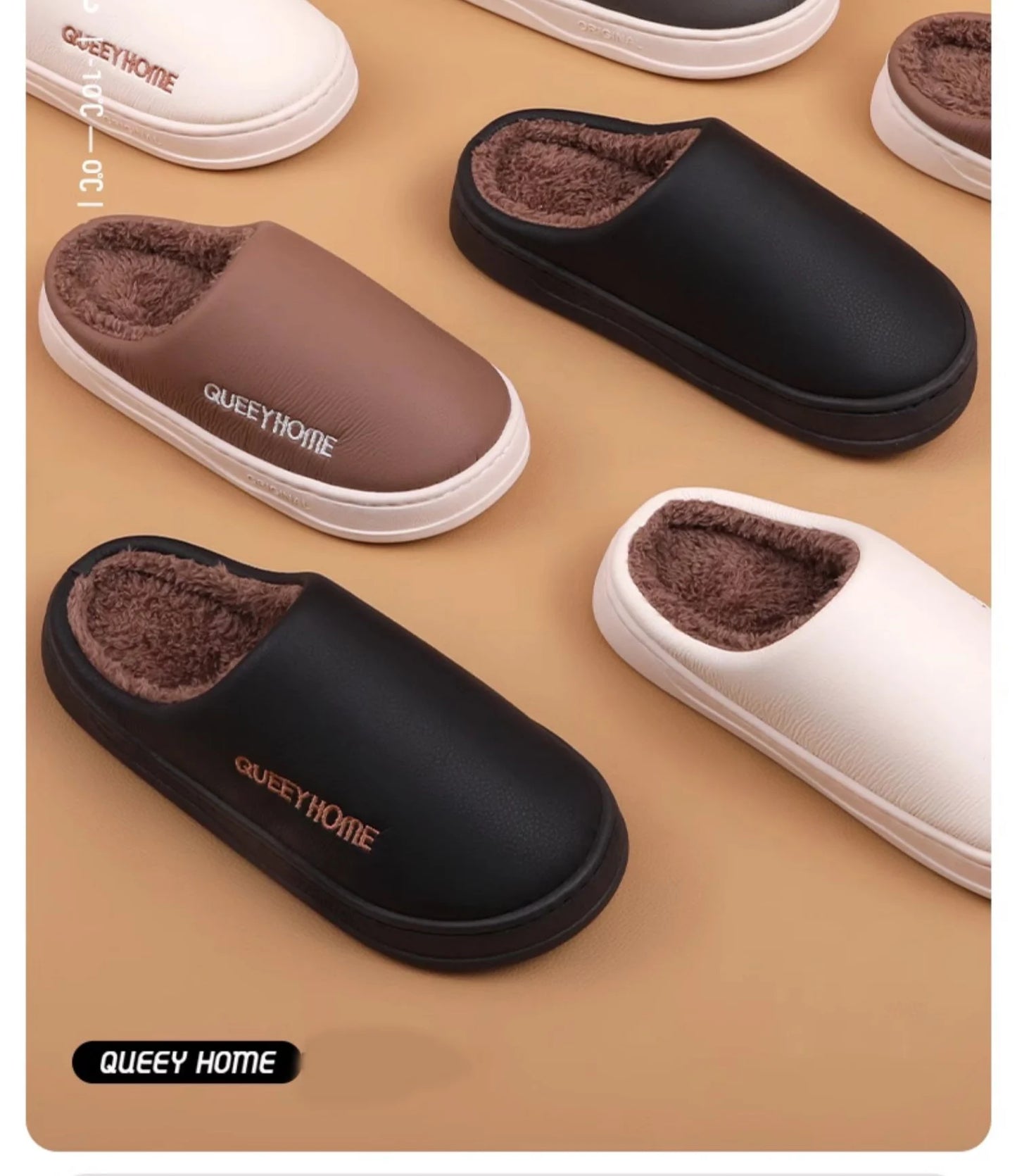 2025 New Winter Slippers for Men & Women: Plush Warm Fleece Lining, Anti-Slip Thick Sole, Indoor Home Comfort