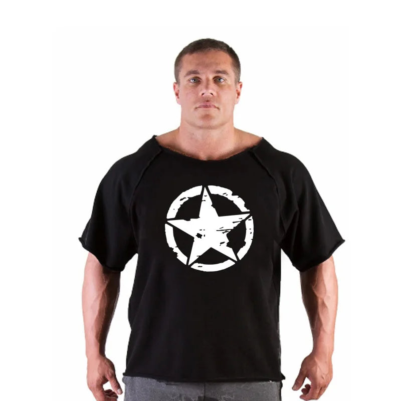 Men's T Shirts Fitness Men Bodybuilding  Shirt Batwing Sleeve Rag shirt Gym Fitness Muscle Running T shirt