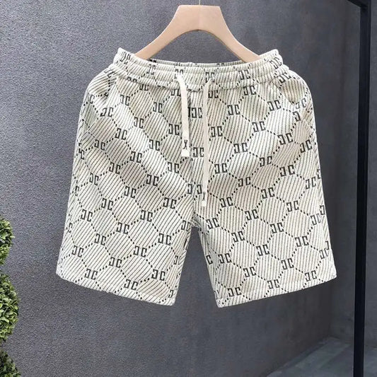 Men's Clothing New Shorts Summer Loose Fit Letter Jacquard 5-Inch Casual Trendy Versatile Streetwear Fashion
