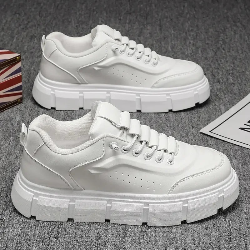 Sneakers Casual Men Designer Easy Matching White Board Shoes Fashion Leather Breathable Height Increased Flat Platform Gym Shoes