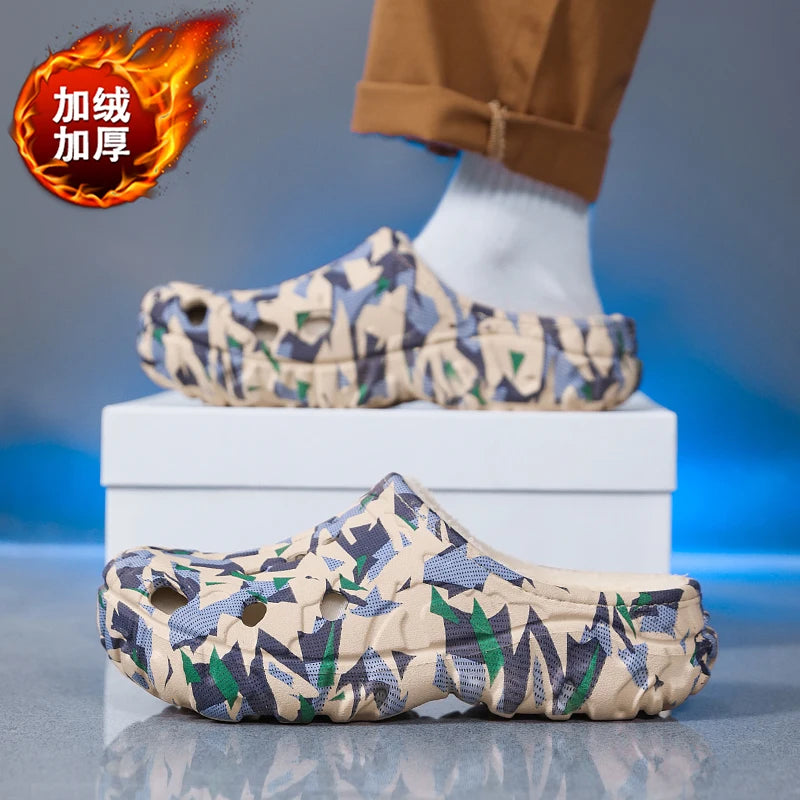 New Men Winter Slippers Indoor Comfortable Warm Slippers Summer Removable Sandals Men Casual Non Slip Plush Fur Slippers for Men