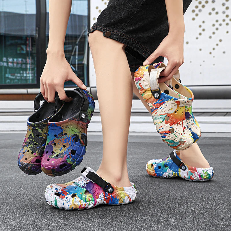 New men's slippers sandals men's garden shoes flat shoes camouflage sandals men's sports shoes outdoor activity floor home shoes