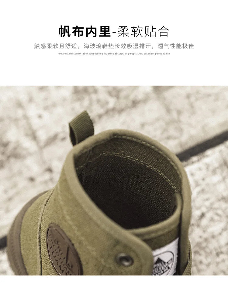 New Fashion High-top Mens Boots Outdoor Comfortable Mens Casual Boots Jungle Mountaineering Men Shoes Wide Bottom Platform Boots