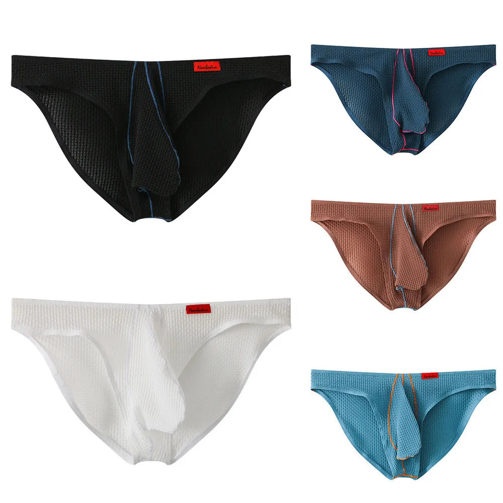 Men Underwear U Convex Ice Silk Briefs Knickers Panties Low Waist Underpant Panties Sports Breathable Low-Rise Elastic Underwear