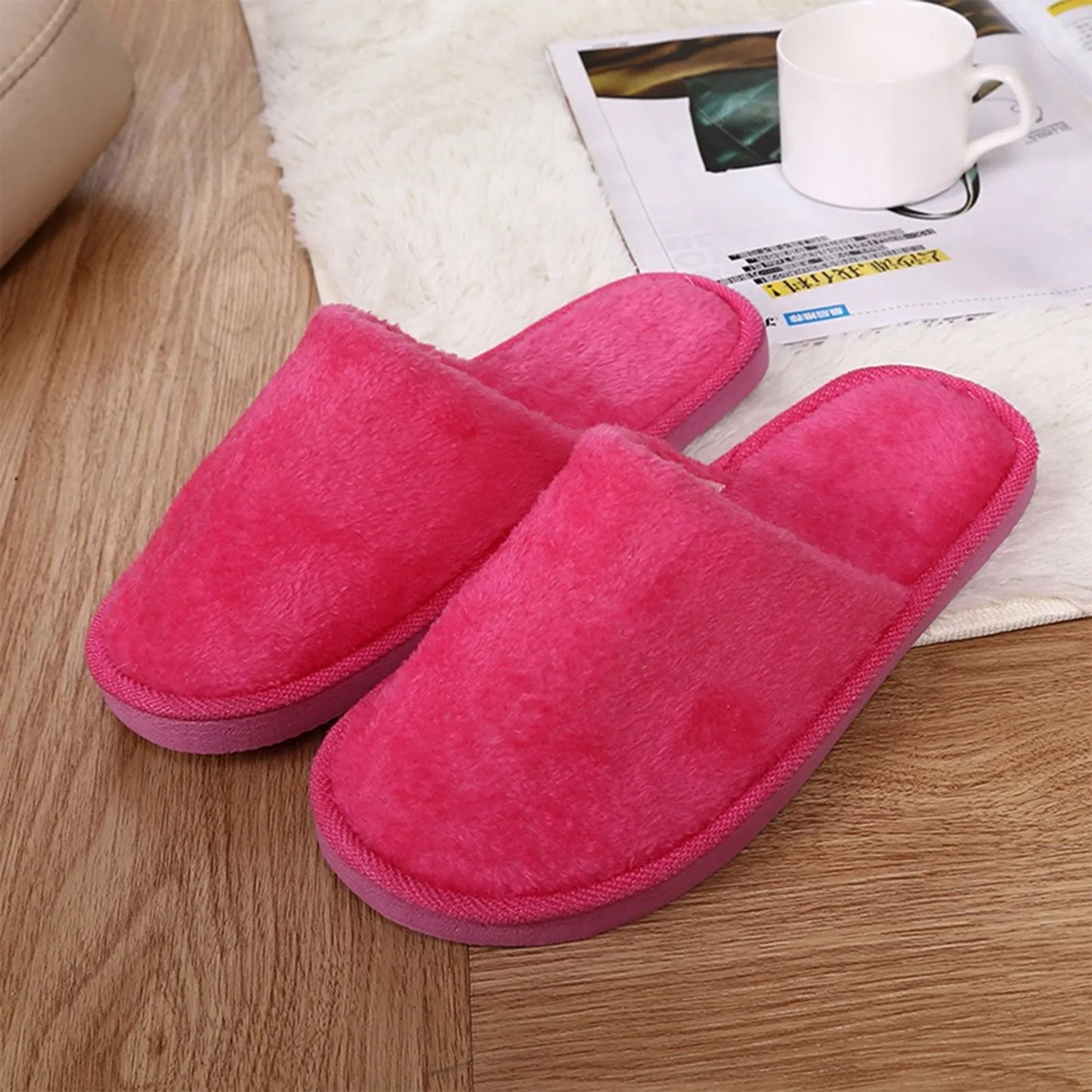 Men's Winter Slippers Warm Bedroom Plush Shoes Home Floor Soft Indoors Thin Velvet Solid Color Non Slip Half Drag Slipper