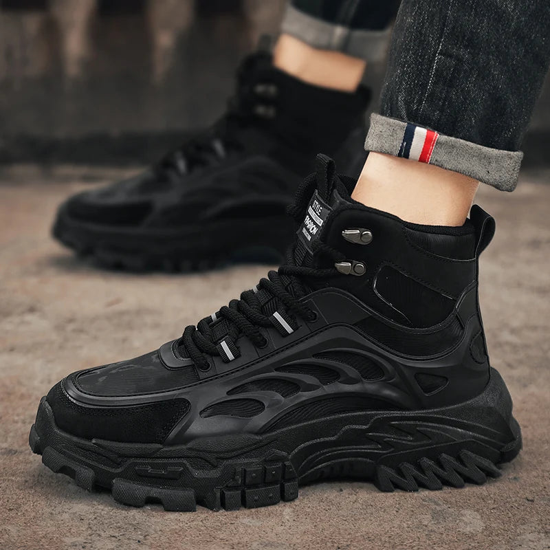 Men's Boots Outdoor Waterproof Men Ankle Boots Men Platform Work Safty Shoes for Men Casual Hiking Shoes Breathable Men Sneakers