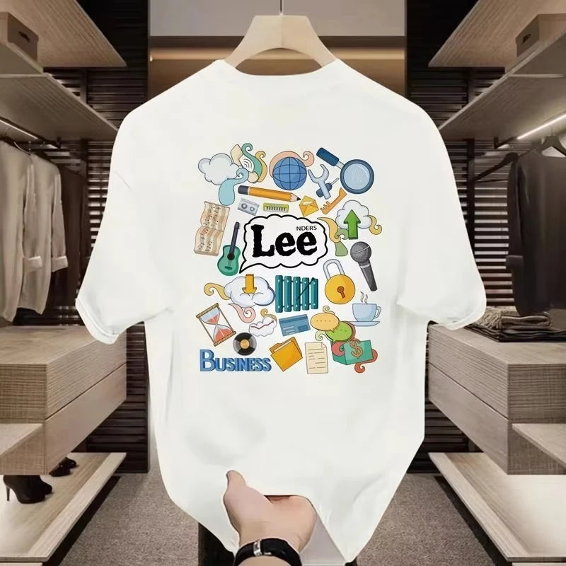 2025 Summer Short-sleeved T-shirts for Men and Women, Loose and Casual American Niche Print Ins Trendy Half-sleeved Tops