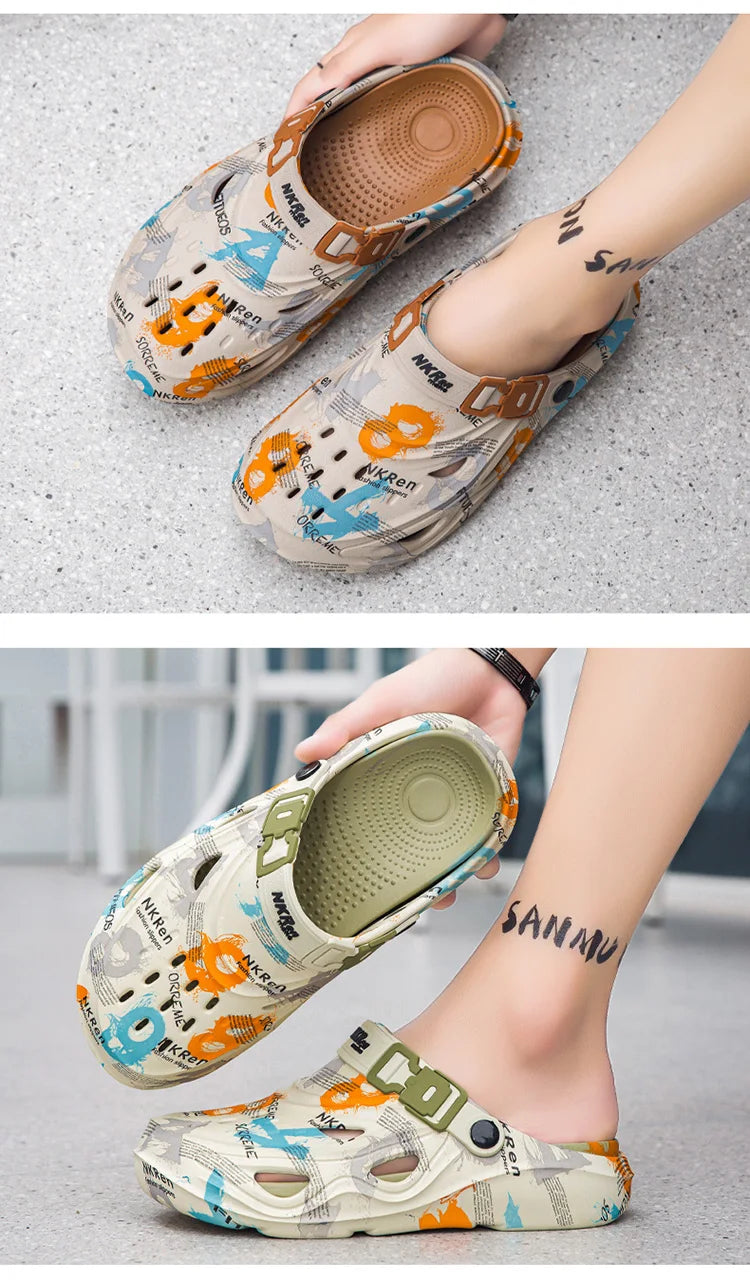 2025 New Men's Clogs Slippers Home Platform Sandals Summer Outdoor Beach Water Shoes Non-slip Male Sneakers Lightweight Sandals