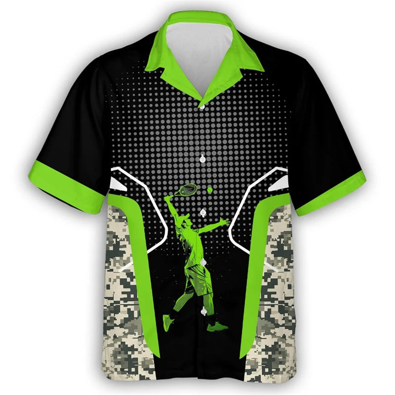 Tennis Lover Shirts For Men Clothes Fashion Sport  Beach Shirt Casual Female Lapel Blouse Hawaiian Ball Club Unisex Button Tops