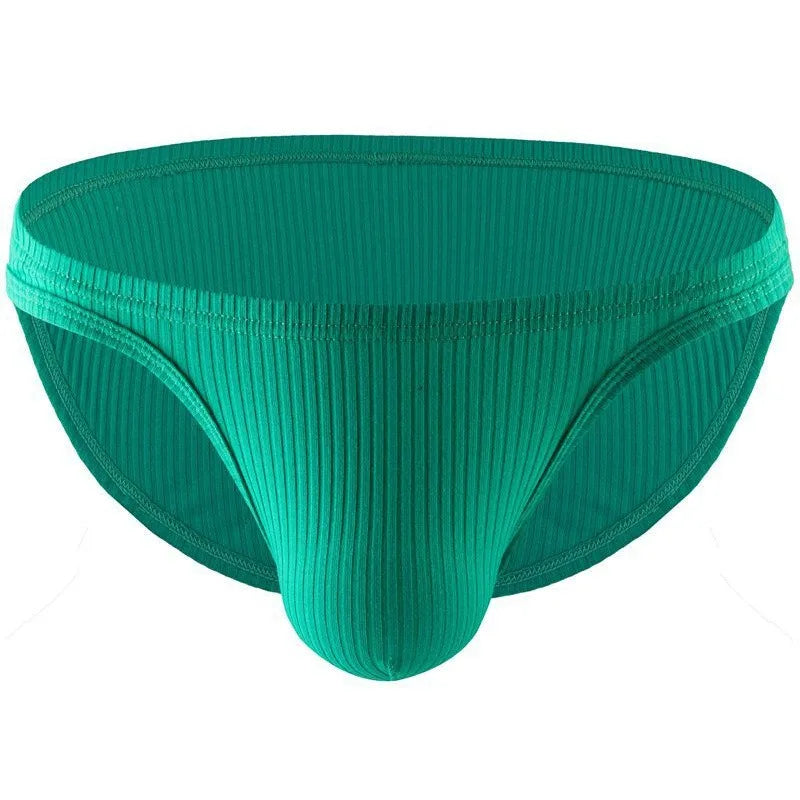 Men Ribbed Underwear Low Rise Bulge Pouch Briefs Soft Panties Male Breathable Underpants Man Comfortable Knickers Bikini Trunks