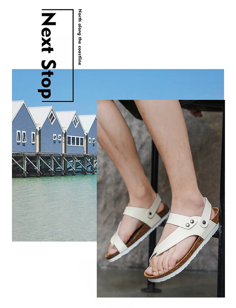 Mens Outdoor Open Toe Sandals Summer Breathable Beach Shoes Casual Sandals Indoor Soft Bottom Thickening Comfortable Non-slip