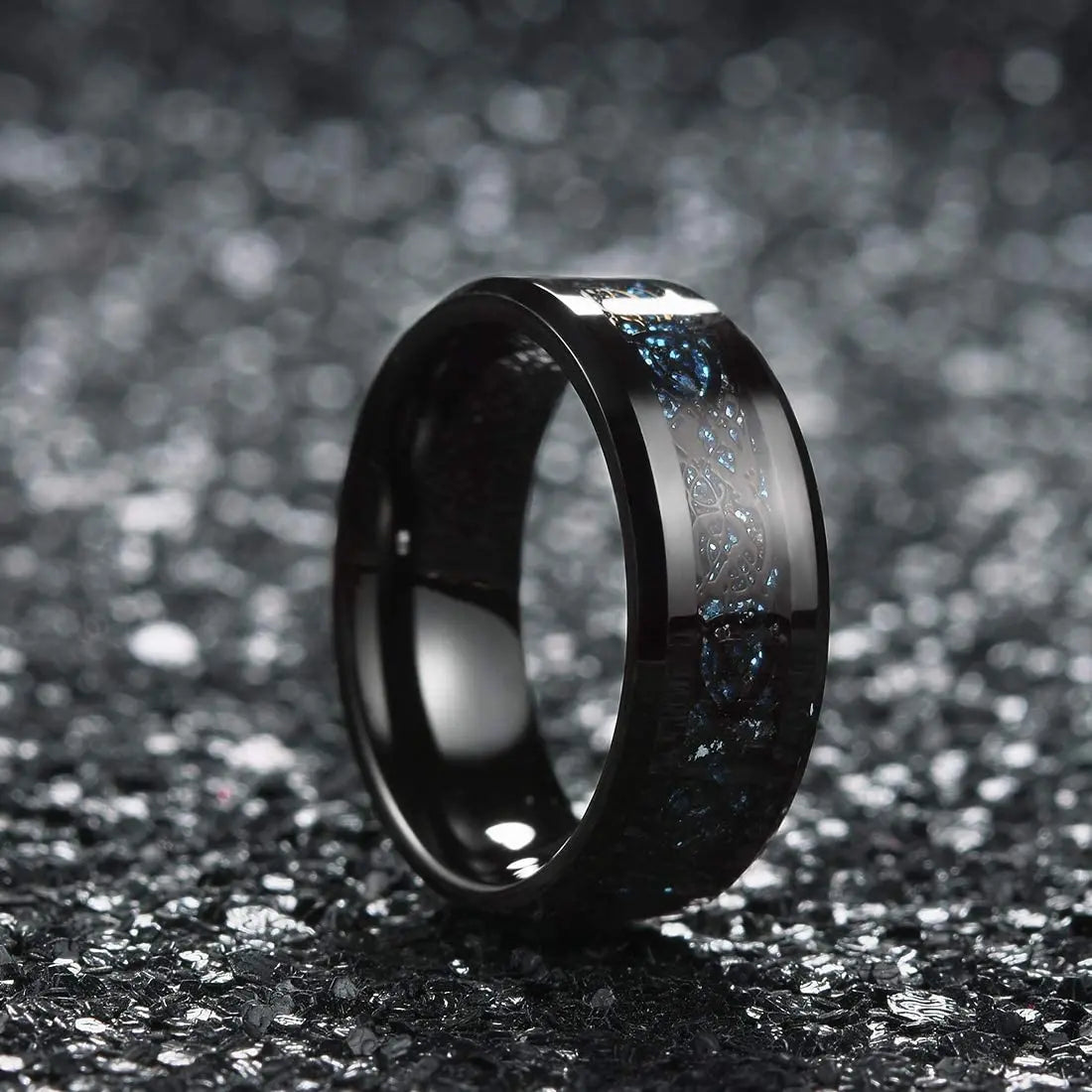 Fashion Men’s Silver Color Black Stainless Steel Ring Groove Multi-Faceted Ring For Men Women Engagement Ring Anniversary Gifts