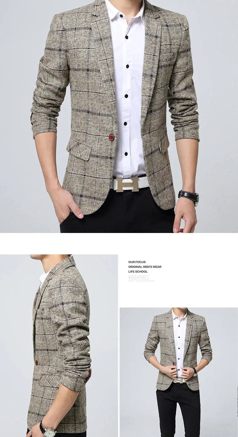 Men's Suit Jacket Casual Business Blazer Elegant Black Slim Fit Navy Blue Red Spring Autumn  Male Suits Blazer Coat