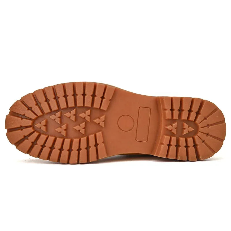 Men Boots High Top Boots Men's Leather Shoes Winter Fashion Plush Warm Shoes Outdoor Sneakers Lace Up Non-Slip Ankle Boots Male